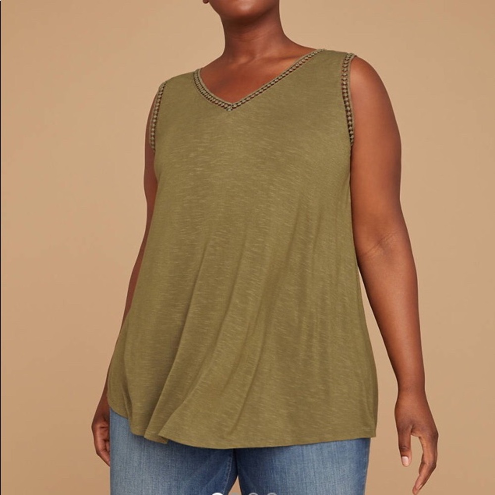 Lane Bryant 26/28 Sleeveless Olive Green Tank Top